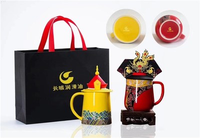 景德鎮文創禮品故宮龍鳳杯,婚慶伴手禮品對杯定制